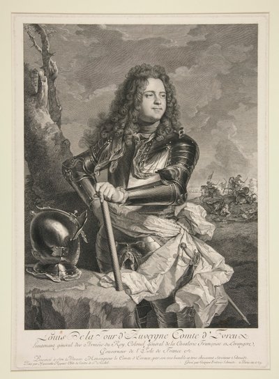 Portret van Louis de la tour d door Georg Friedrich Schmidt