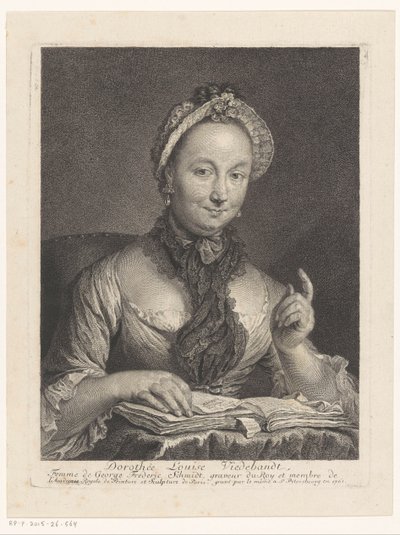 Portret van Dorothée Louise Viedebandt, vrouw van de kunstenaar Georg Friedrich Schmidt door Georg Friedrich Schmidt