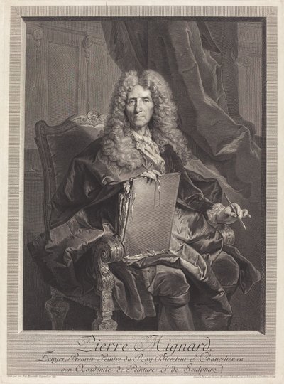 Pierre Mignard door Georg Friedrich Schmidt after Hyacinthe Rigaud