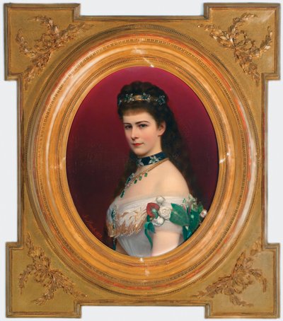 Portret van Elisabeth van Beieren met diadeem, voor 1885 door Georg Martin Ignaz Raab