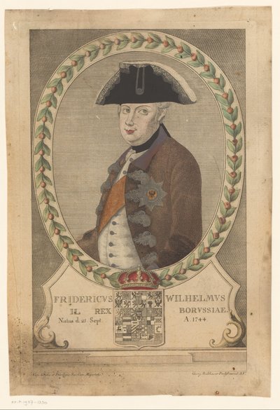 Portret van Frederik Willem II, koning van Pruisen door Georg Mathäus Probst