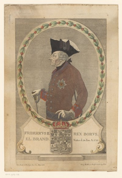 Portret van Frederik de Grote door Georg Mathäus Probst