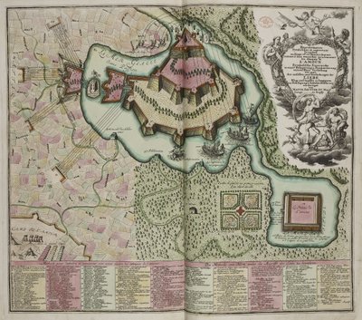 Allegorische Kaart van het Beleg van het Kasteel van de Liefde door Georg Matthäus Seutter