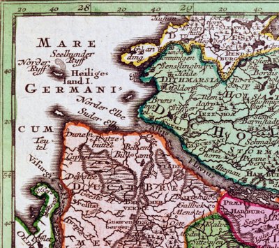 (detail) Helgoland van een kaart van Noord-Duitsland door Georg Matthäus Seutter