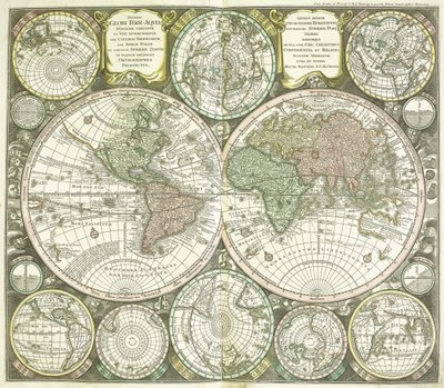 Wereldkaart, 1744 door Georg Matthäus Seutter
