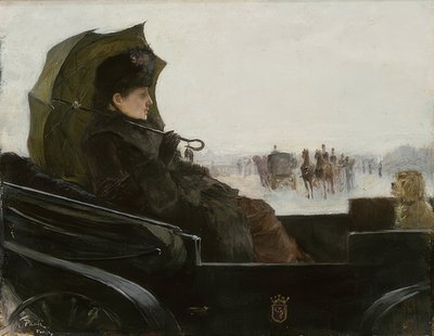 Dame in landauer, Parijs. Omstreeks 1881-83 door Georg Pauli