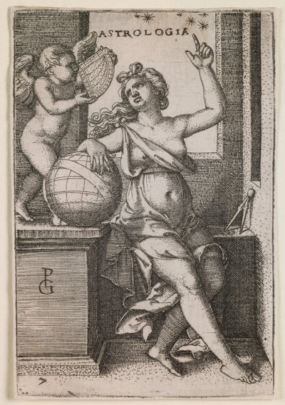 Astrologie, uit de serie "De vrije kunsten", ca.1541 (gravure) door Georg Pencz
