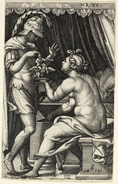 Medea en Jason, van Griekse Heldinnen door Georg Pencz