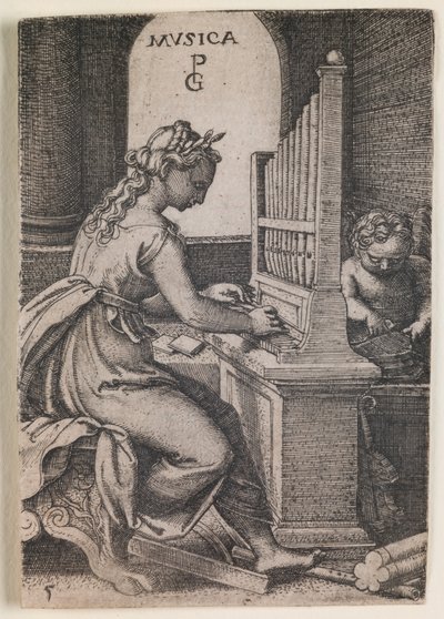 Musica, uit de serie "De vrije kunsten", ca.1541 (gravure) door Georg Pencz