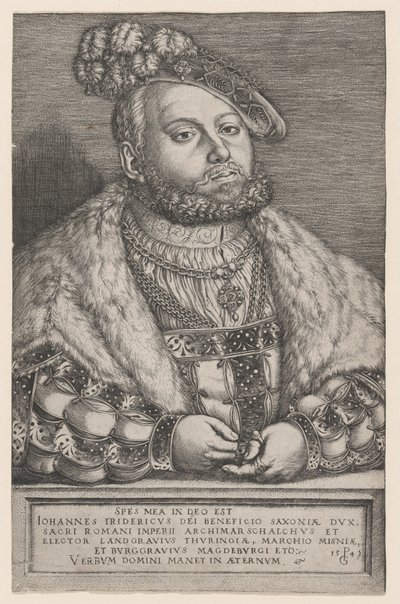 Portret van Johan Frederik de Grootmoedige, keurvorst van Saksen door Georg Pencz