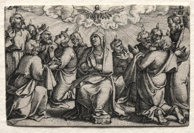 Het Leven van Jezus Christus: De Nederdaling van de Heilige Geest door Georg Pencz