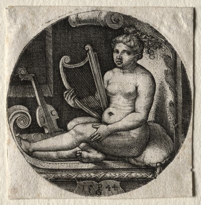 De harpist, 1544 door Georg Pencz