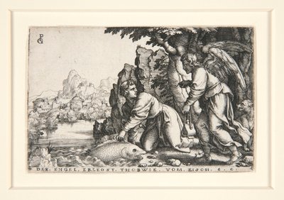 Tobit en de Engel, pl. 5 uit de serie Het Verhaal van Tobit door Georg Pencz