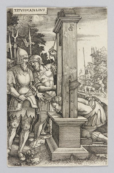 Titus Manlius woont de executie van zijn zoon bij door Georg Pencz