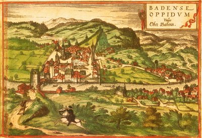 Baden, Spa, Zwitserland door Georg and Hogenberg Franz (1535 90) Braun