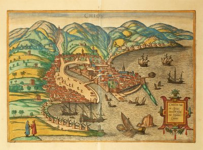 Chios uit Civitates Orbis Terrarum door Georg Braun door Georg Braun and Hogenberg Franz