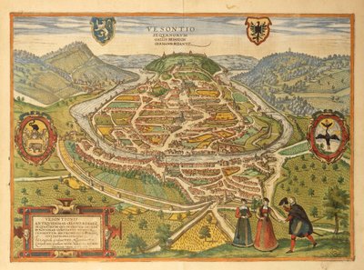 Kaart van Besançon uit Civitates Orbis Terrarum door Georg Braun door Georg Braun and Hogenberg Franz