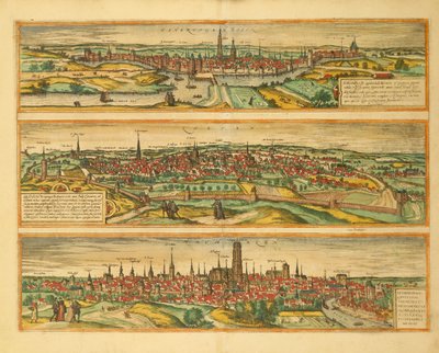 Kaart van Hertogenbosch, Leuven en Mechelen uit Civitates Orbis Terrarum door Georg Braun door Georg Braun and Hogenberg Franz