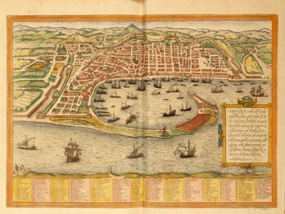 Kaart van Messina uit Civitates Orbis Terrarum door Georg Braun door Georg Braun and Hogenberg Franz
