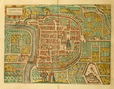 Kaart van Trento uit Civitates Orbis Terrarum door Georg Braun door Georg Braun and Hogenberg Franz