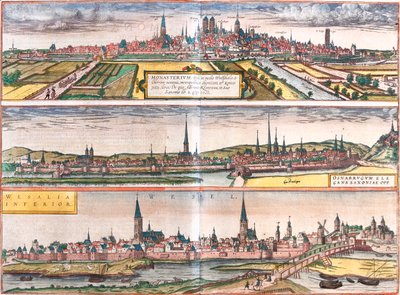 Münster, Osnabrück, Wesel, Duitsland door Georg and Hogenberg Franz (1535 90) Braun