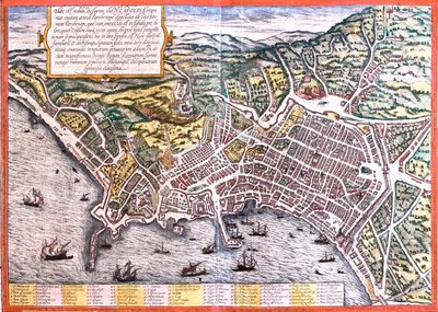 Napels, Italië door Georg and Hogenberg Franz (1535-90) Braun