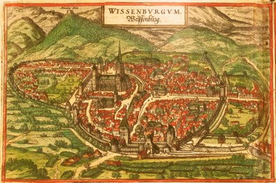Wissembourg, Witte kasteel, Elzas door Georg and Hogenberg Franz (1535 90) Braun