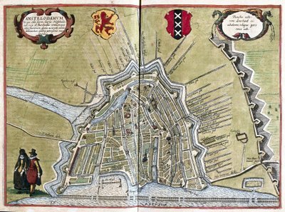 Amsterdam, Nederland (gravure) door Georg Braun and Hogenberg Franz