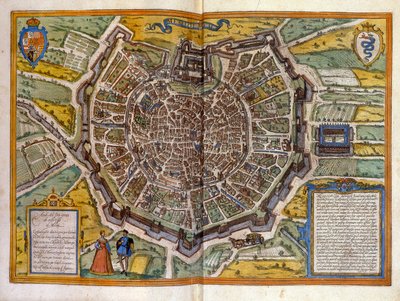 Plan van Milaan in 1585 uit de Atlas van Braun & Hogenberg door Georg Braun and Hogenberg Franz