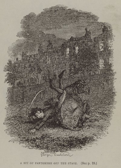 Een stukje pantomime buiten het podium door George (after) Cruikshank