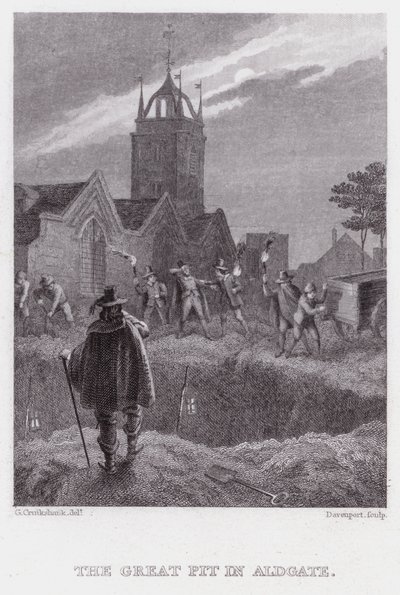 De Grote Put in Aldgate (gravure) door George (after) Cruikshank