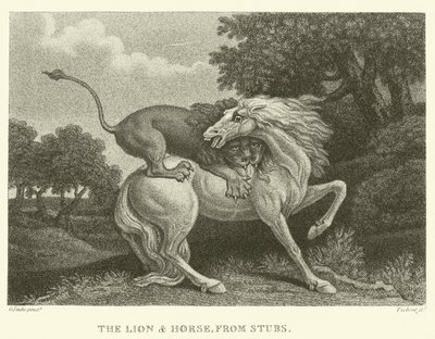 De Leeuw en het Paard, van Stubs door George (after) Stubbs