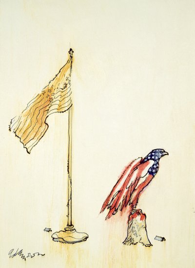 Amerikaanse Adelaar krijgt kleuren van de Amerikaanse vlag, 1985 door George Adamson
