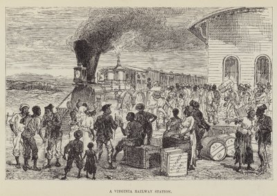 Een treinstation in Virginia door George Augustus Sala