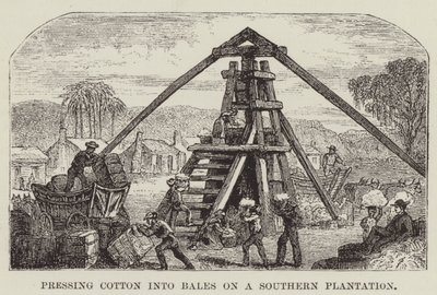 Katoen persen tot balen op een zuidelijke plantage door George Augustus Sala