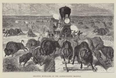 Buffels schieten op de Kansas-Pacific Railway door George Augustus Sala