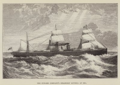 Het stoomschip Scythia van de Cunard Company op zee door George Augustus Sala
