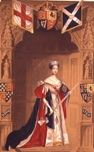 Koningin Victoria in een Kousenband Stal door George Baxter