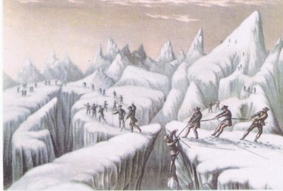 Stadia in de beklimming van de Mont Blanc, uit British Adventure gepubliceerd door Collins, 1947 door George Baxter