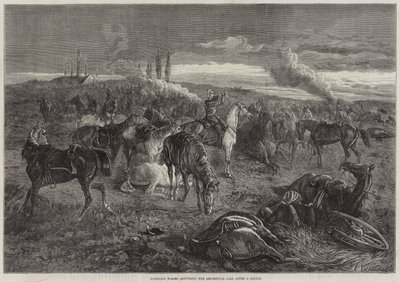 Ruiterloze Paarden die reageren op de Regimentsoproep na een Slag door George Bouverie Goddard