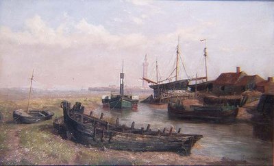 De monding van de rivier Freshney, nabij Grimsby, Lincolnshire door George Cammidge