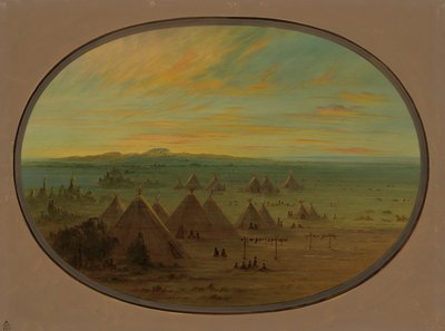 Een Kraaidorp aan de Zalmrivier, 1855-1869 door George Catlin