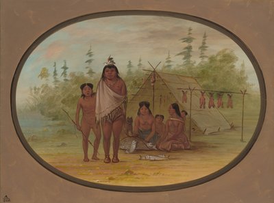Een Flathead-hoofdman met zijn familie, 1855-1869 door George Catlin