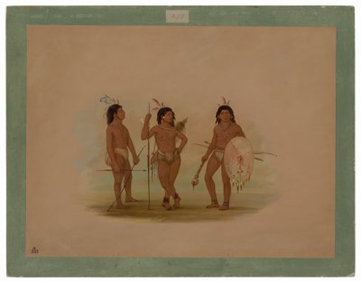 Een Puelchee Hoofdman en Twee Jonge Krijgers door George Catlin