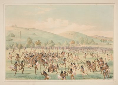 Balspel, pl. 23 uit het Noord-Amerikaanse Indianenportfolio door George Catlin