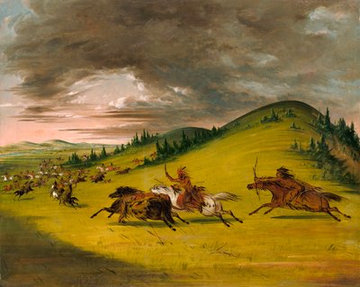 Strijd tussen Sioux en Sac en Fox door George Catlin