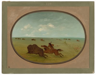 Buffeljacht, Sioux Indianen, Boven Missouri door George Catlin