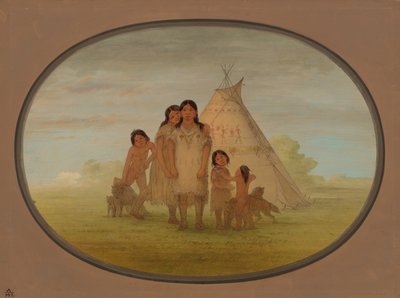 Kinderen van de Camanchee Hoofdman en Wigwam door George Catlin