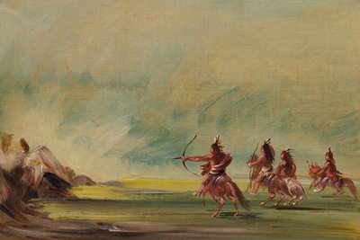 Comanche geven pijlen aan de Medicijnrots door George Catlin