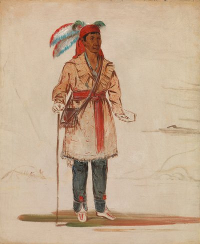 Ee-tów-o-kaum, Beide zijden van de rivier, Stamhoofd door George Catlin